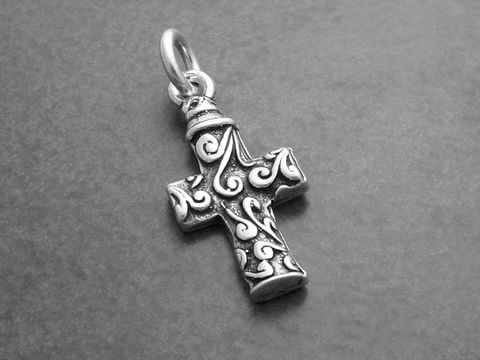 Kleines Kreuz mit Ornamenten -Sterling Silber Anhnger-