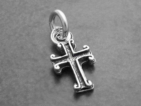 Kleines Kreuz mit Ornamenten -Sterling Silber Anhnger-