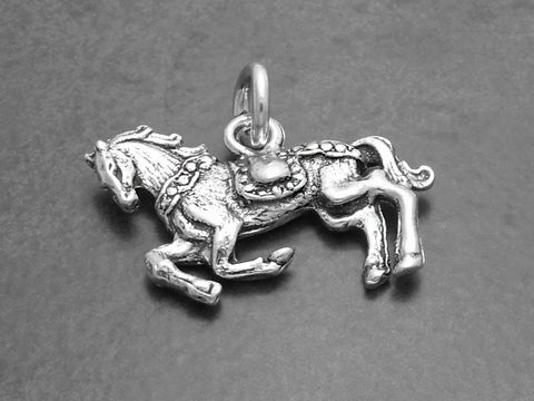Springendes Pferd mit Sattel -Sterling Silber Anhnger-