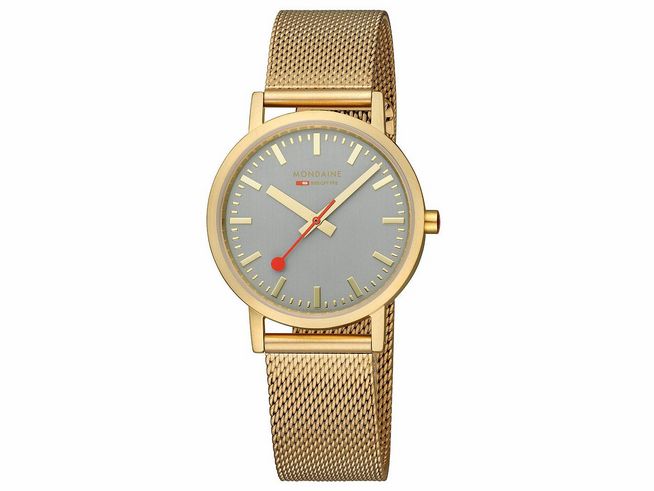 Mondaine Classic Uhr - A660.30314.80SBM - 36 mm - IP Gelbgoldvergoldung - Grau