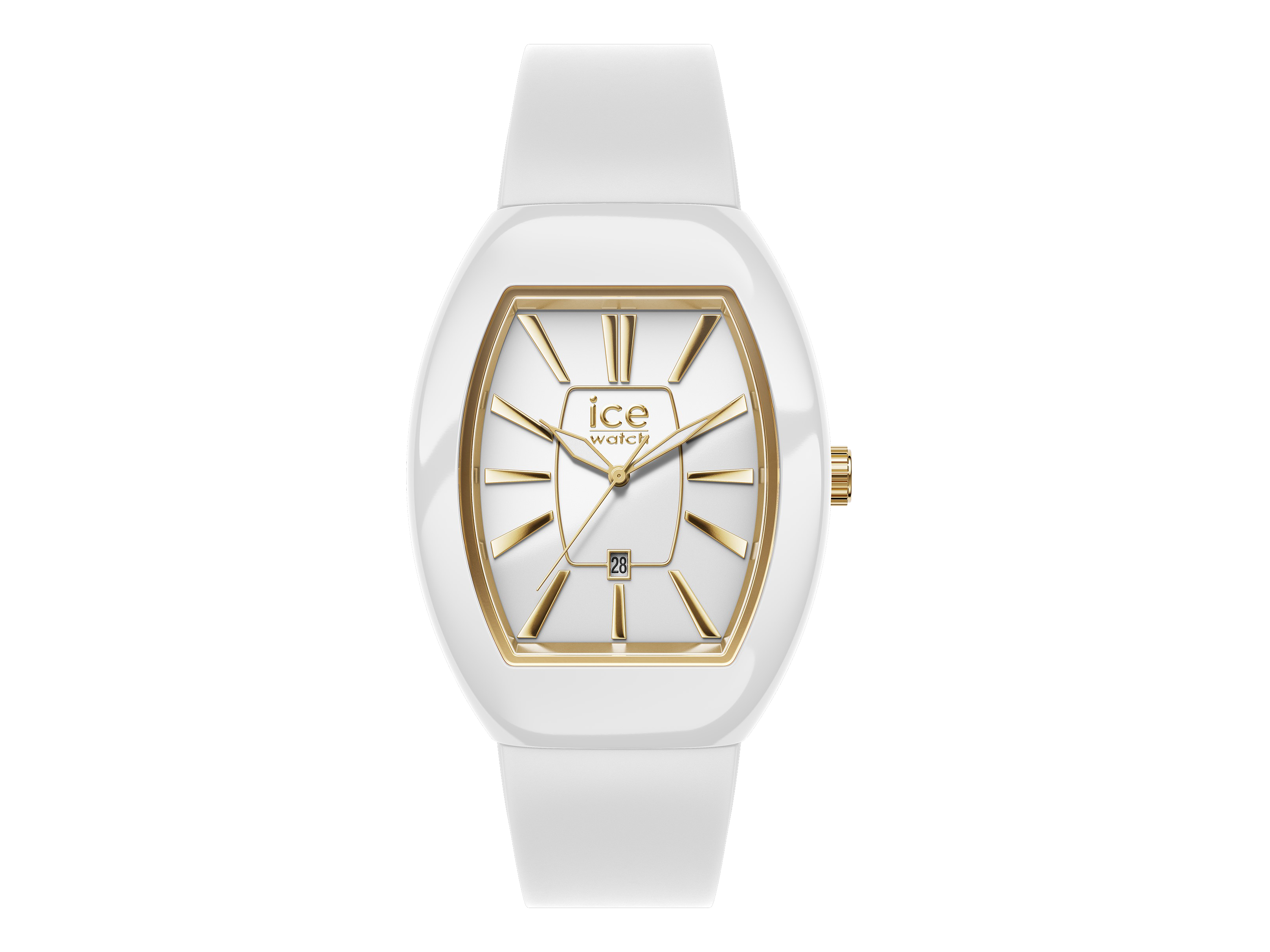 Die Ice Watch 024034 ICE boliday Uhr in Weiß mit goldenen Akzenten zeigt ein elegantes Zifferblatt und ein modernes Design, perfekt für jeden Anlass, Hersteller Pandora, Neuheiten.