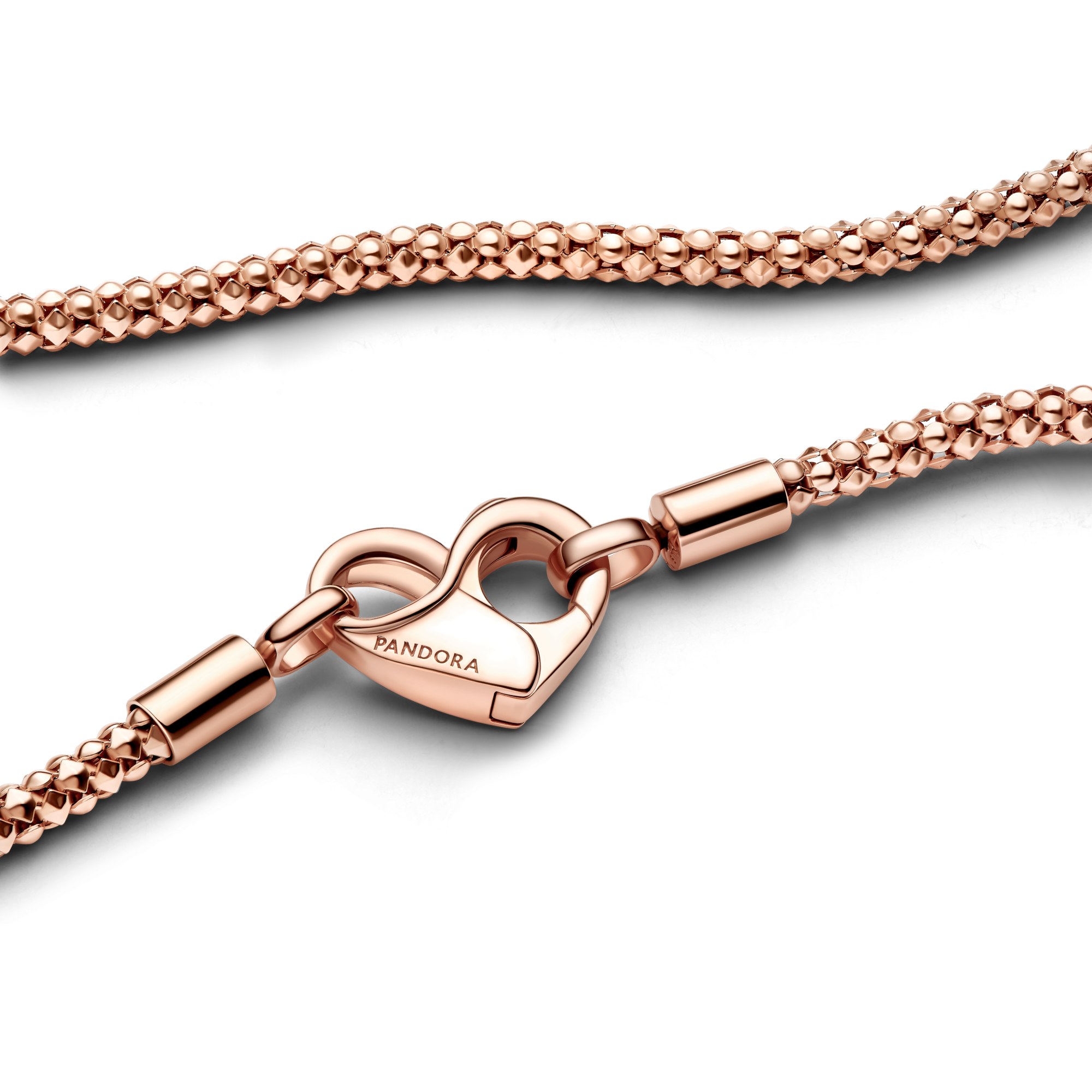 Pandora Gliederhalskette mit Nieten - Roségold Vergoldung - 45 cm – Ansicht 3
