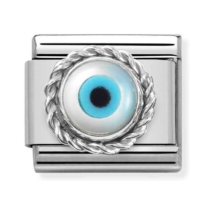 Nomination Composable Classic Charm Griechisches Auge - Edelstahl, Sterling Silber