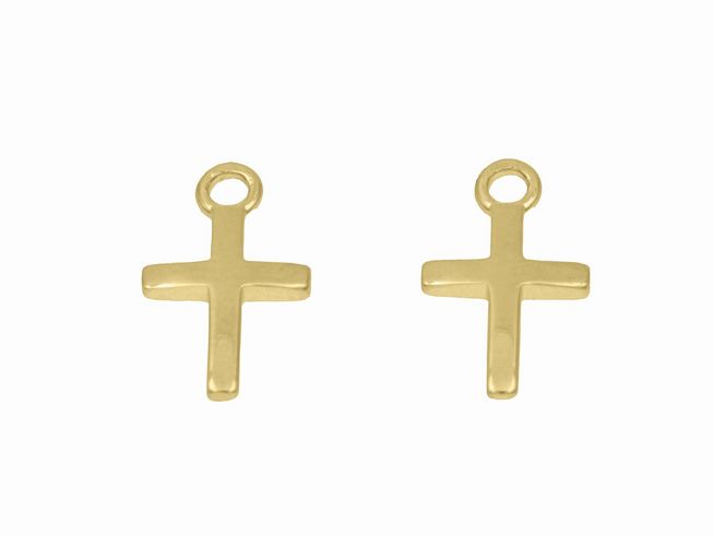 Einhänger für Creolen in Form von Kreuzchen aus poliertem rhodiniertem Sterling Silber, geeignet für modischen Schmuck. Hersteller: Juwelier Harnisch, ein Paar.