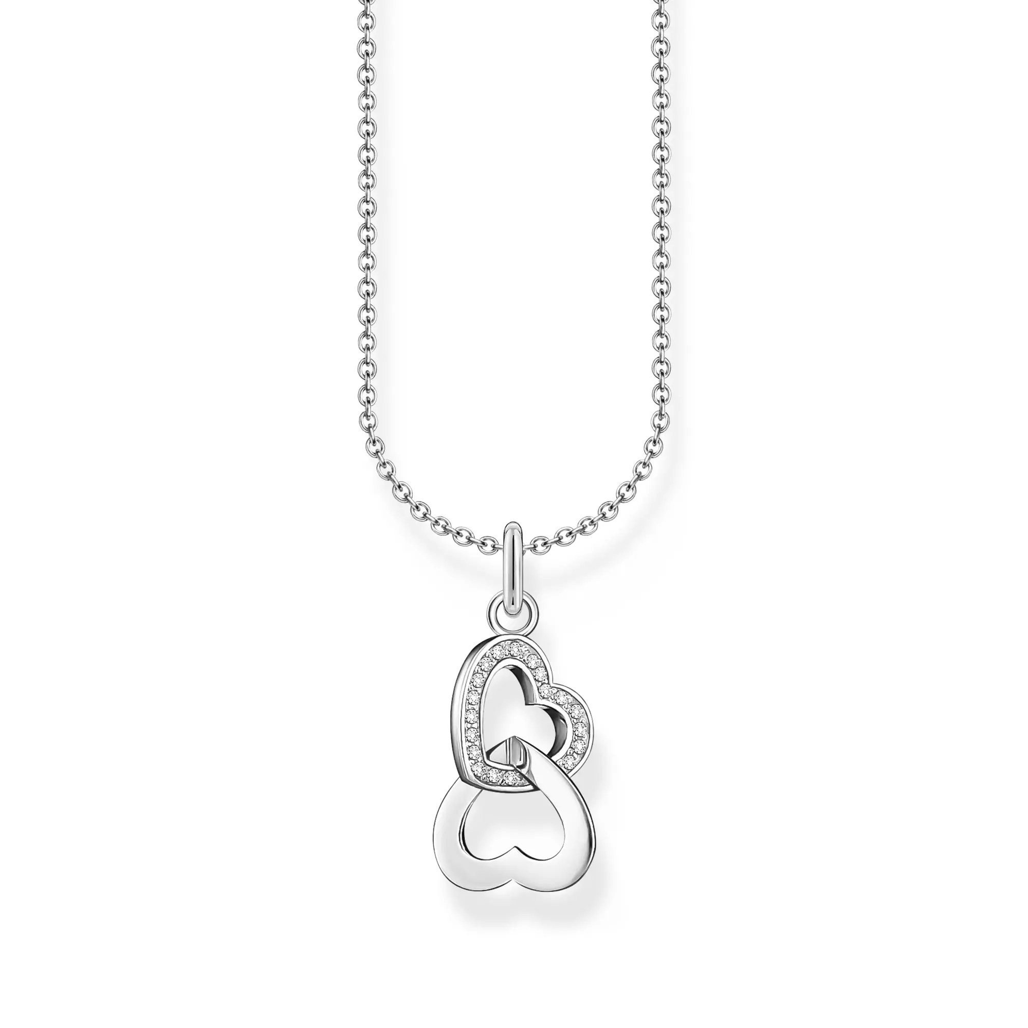 Thomas Sabo Kette - verschlungenen Herzen - Silber & Zirkonia - Weiß - 38 bis 45 cm
