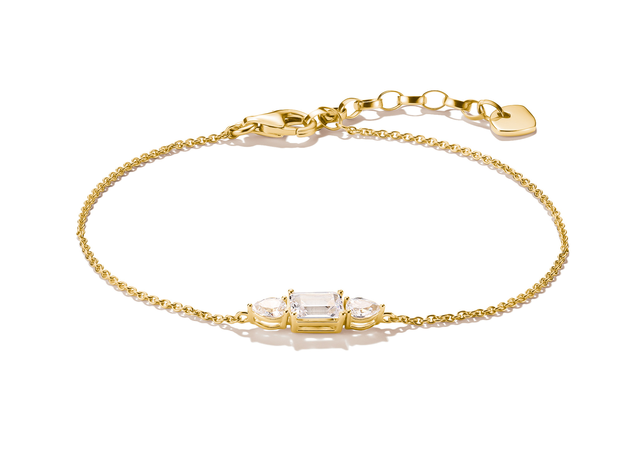 Thomas Sabo A2221-414-14-L19V Bold Elegance Armband 16 - 19 cm - 750/- Gold auf Silber & Zirkonia - Weiß