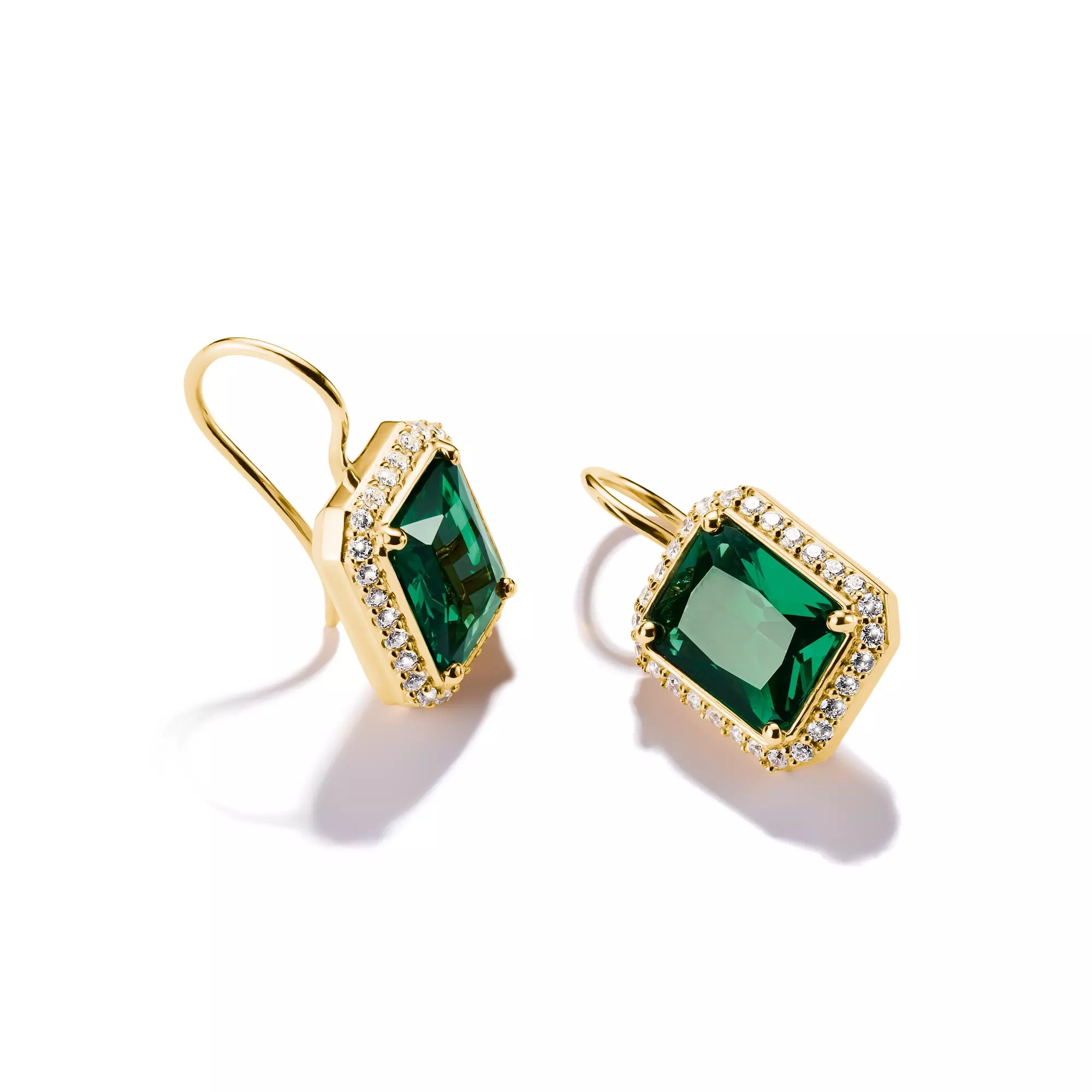 Thomas Sabo Ohrringe Grüne Achteckige Steine 18k Vergoldung – ELYNDRA – Silber – Zirkonia – Ansicht 3