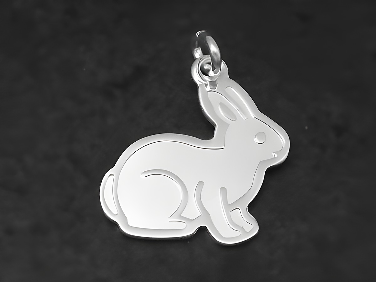 Hase aus Silber, teilmattiert, süß, als Anhänger, Hersteller: Juwelier Harnisch, ideal für Tierliebhaber und Schmuckfans.