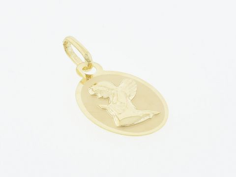Gold Anhänger Oval 333 Gold mit einem Schutzengel Motiv, Hersteller Juwelier Harnisch, ideal als persönliches Geschenk oder talismanischer Begleiter für besonderen Schutz.