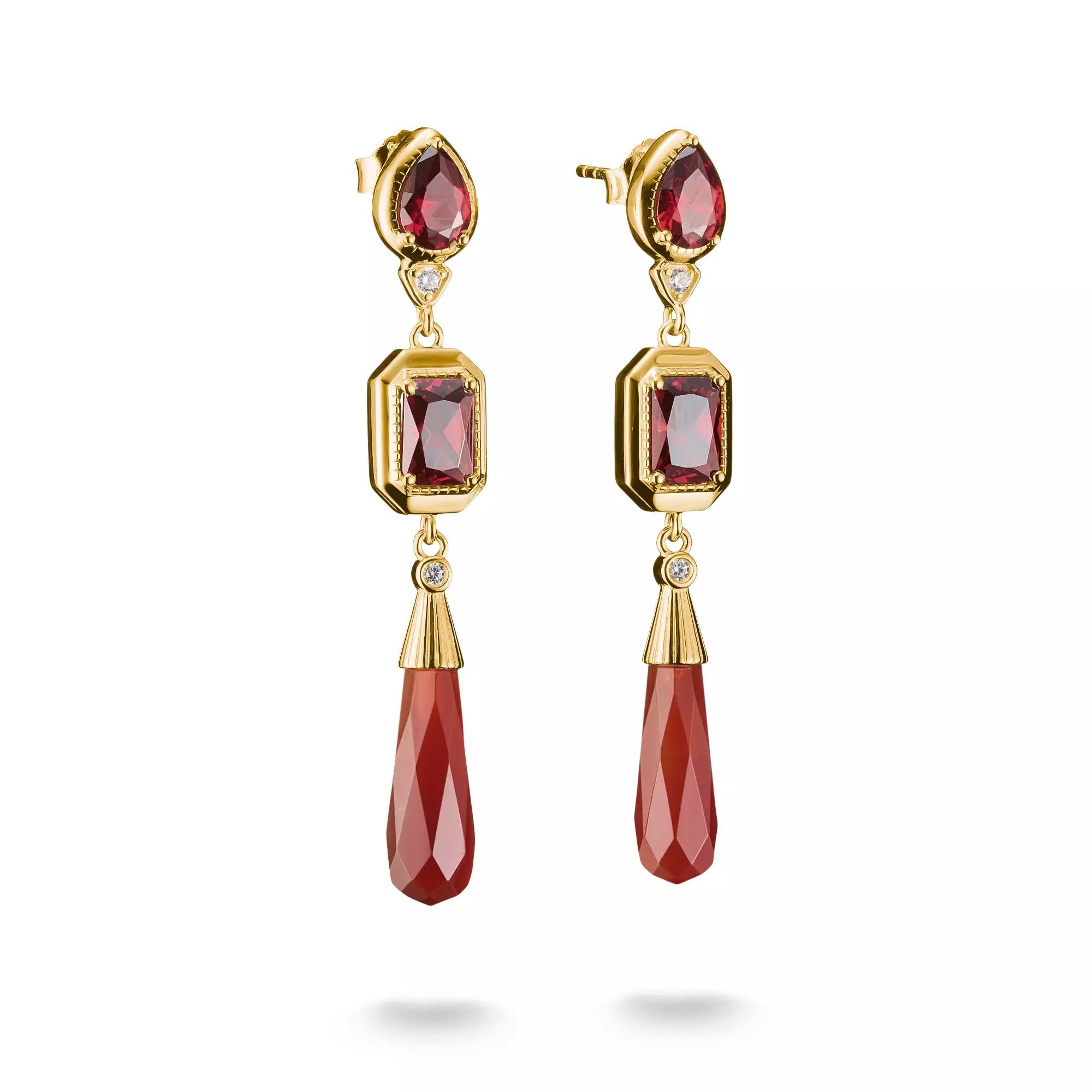 Thomas Sabo Ohrringe Rote Steine ELYNDRA 18k Vergoldung – Silber – Zirkonia – Ansicht 2