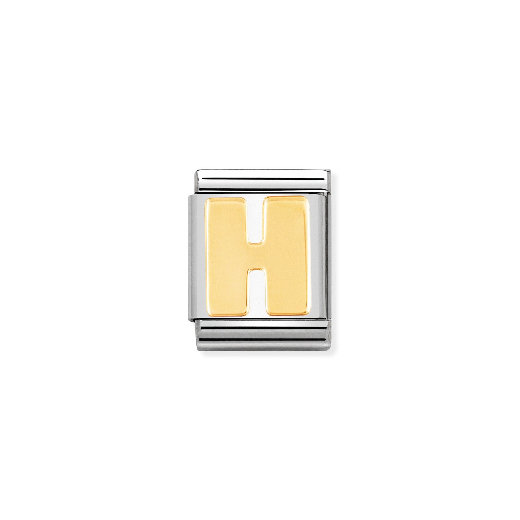 Nomination Composable Big Charm Buchstabe H - Edelstahl, Gold 750 Gelbgold