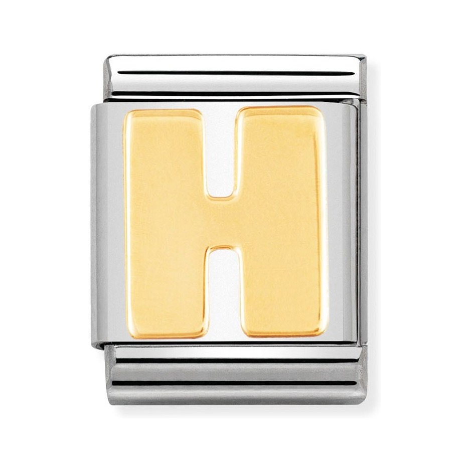Nomination Composable Big Charm Buchstabe H - Edelstahl, Gold 750 Gelbgold
