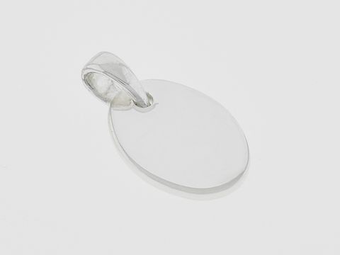 Silber Gravurplatte oval aus Silber, filigran und schlicht gefertigt, Hersteller Juwelier Harnisch, ideal für persönliche Gravuren oder als edles Accessoire.