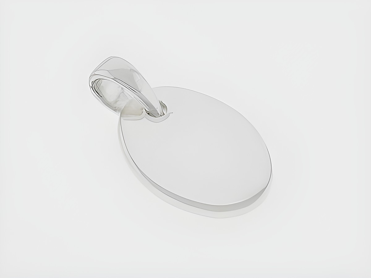 Silber Gravurplatte oval aus Silber, filigran und schlicht gefertigt, Hersteller Juwelier Harnisch, ideal für persönliche Gravuren oder als edles Accessoire.