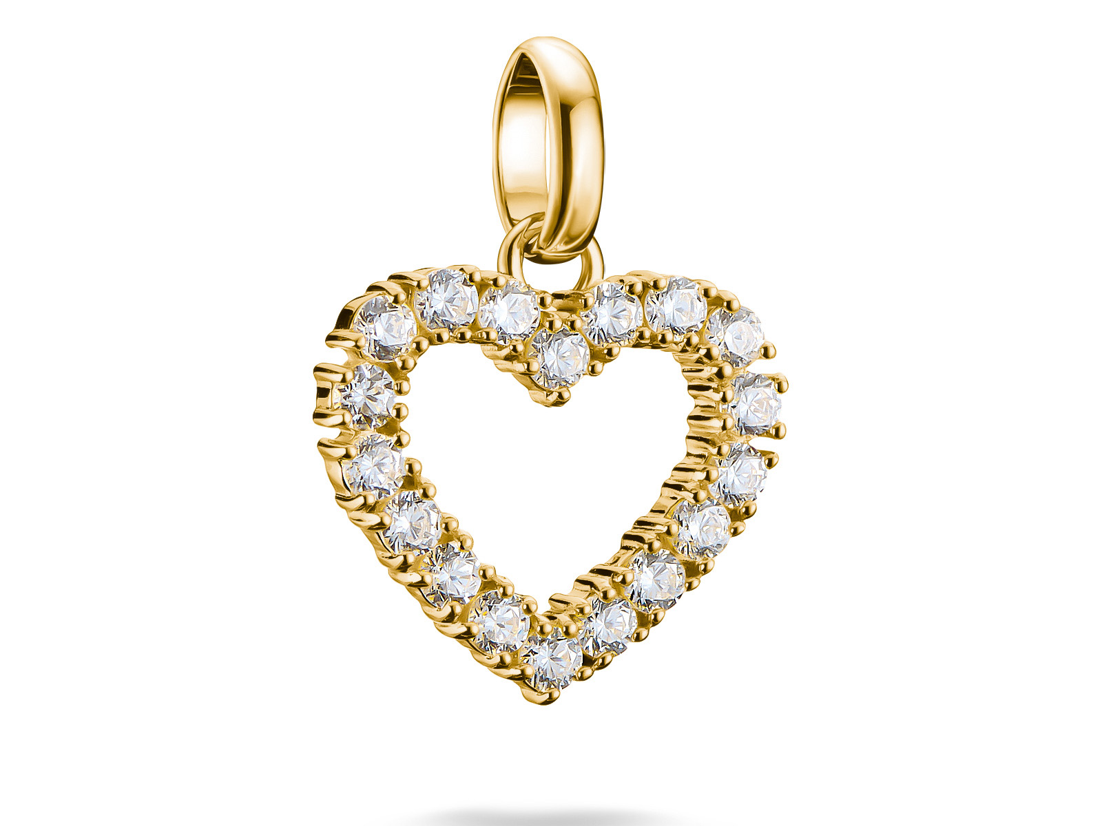 Schöner Charm von Thomas Sabo in Herzform, gefertigt aus Silber mit Vergoldung und besetzt mit funkelnden Zirkonia, ideal für die Charm Club CONNECT Kollektion.