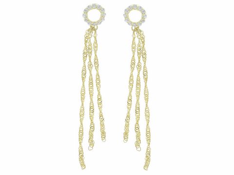 302293-0 Ohrringe Stecker Kreis mit Kettchen aus Silber vergoldet zart mit Zirkonia vom Hersteller Juwelier Harnisch, elegantes Design für stilvolle Anlässe.