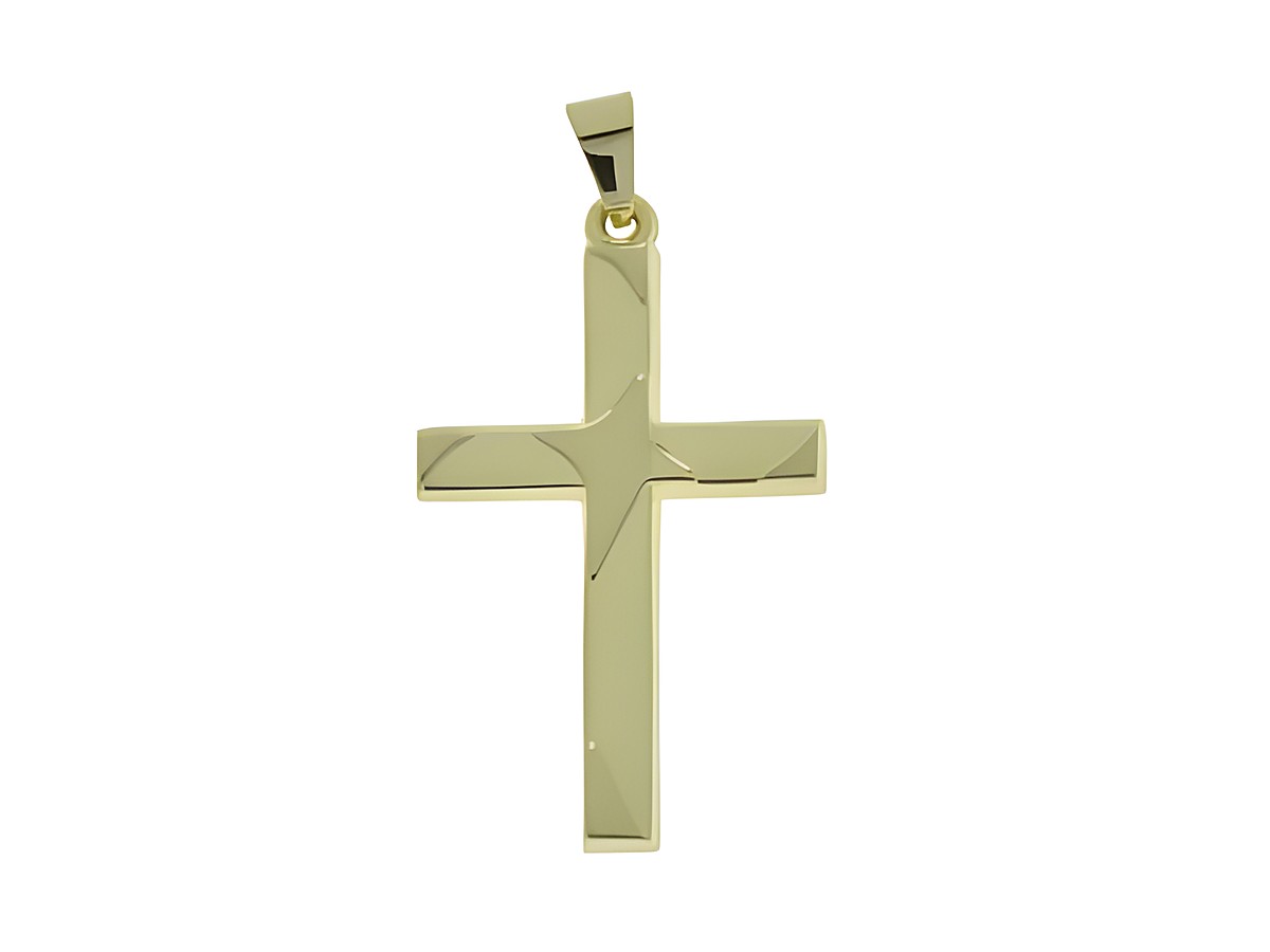 Verspielter Kreuzanhänger aus Gold 333, klassisches Design, hergestellt von Juwelier Harnisch, ideal für jeden Anlass. Elegante Ausstrahlung und zeitlose Schönheit.