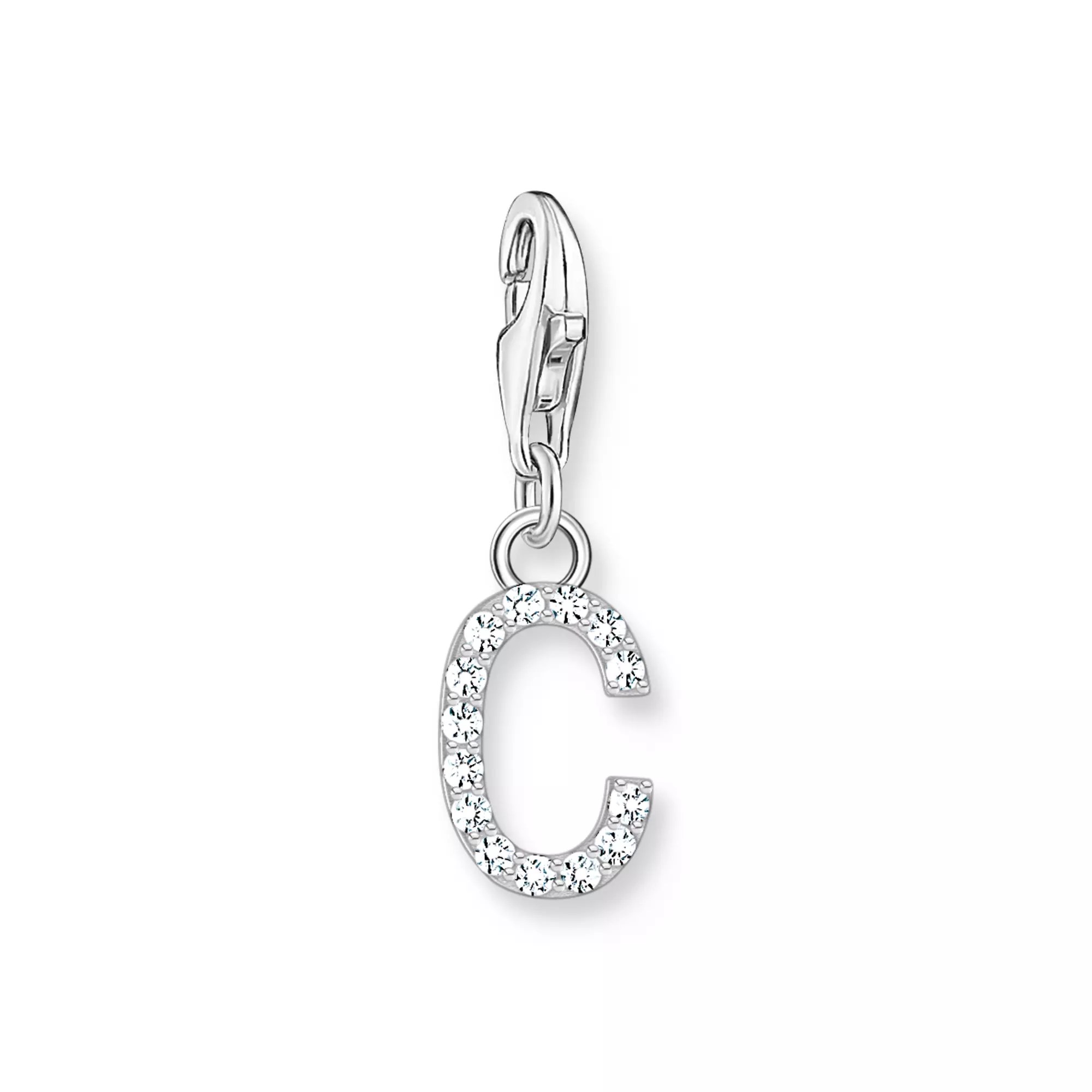 Thomas Sabo Charm-Anhänger - funkelnder Buchstabe C - Silber & Zirkonia - Weiß