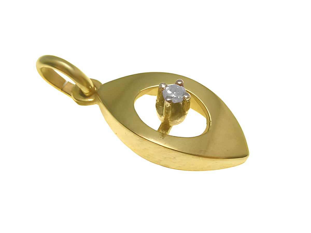 Gold Anhänger mit einem polierten Finish, ausgestattet mit einem Diamanten von 0,03 ct, Hersteller Juwelier Harnisch, für stilvolle Akzente.