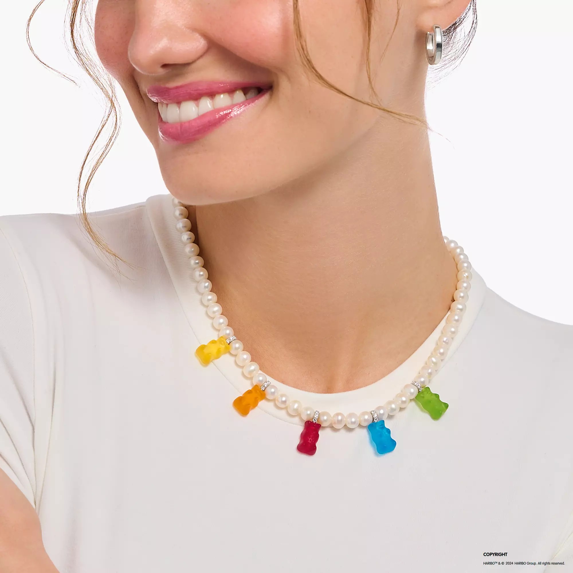 Thomas Sabo Kette - HARIBO - Goldbär - Gummibärchen - Bunt - Silber & Glas & Zirkonia - mehrfarbig - 42 bis 50 - 50 cm verstellbar – Ansicht 2