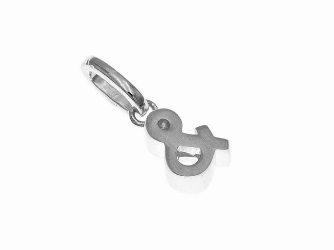 Anhänger aus teilmattiertem Sterling Silber in Form eines Undzeichens, hergestellt von Juwelier Harnisch, ideal für individuelle Schmuckgestaltungen.