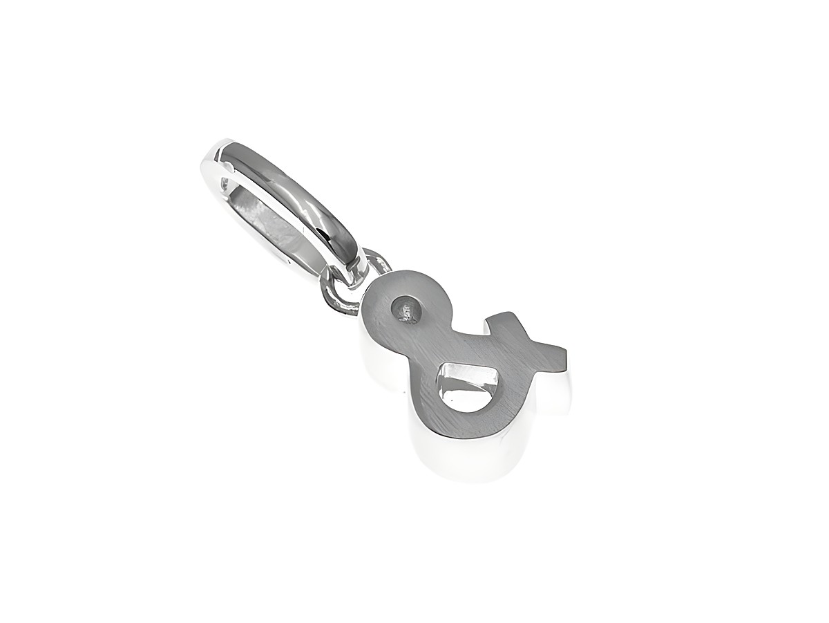 Anhänger aus teilmattiertem Sterling Silber in Form eines Undzeichens, hergestellt von Juwelier Harnisch, ideal für individuelle Schmuckgestaltungen.