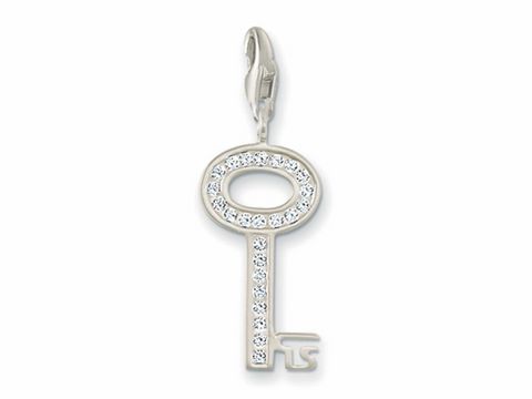 Schlüssel Charm Anhänger aus Silber mit Zirkonia von Thomas Sabo, elegantes Design mit glitzernden Details, perfekt für persönliche Schmuckkollektionen.