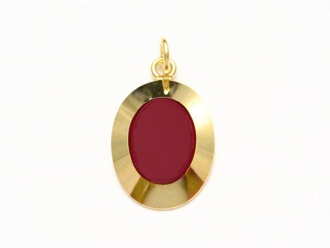 Ovaler Anhänger mit Doublé Gold Auflage und Karneol, Hersteller Juwelier Harnisch, elegantes Design, ideal für persönliche Schmuckkollektionen oder als Geschenk.