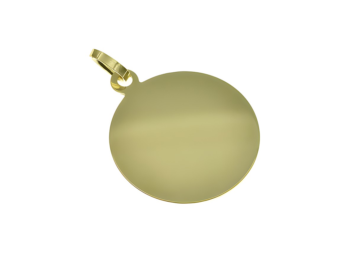 Gold Anhänger 21,3 mm Gravurplatte rund von Juwelier Harnisch ideal für individuelle Gravuren, glänzende Oberfläche und elegante Form machen ihn zu einem zeitlosen Schmuckstück.