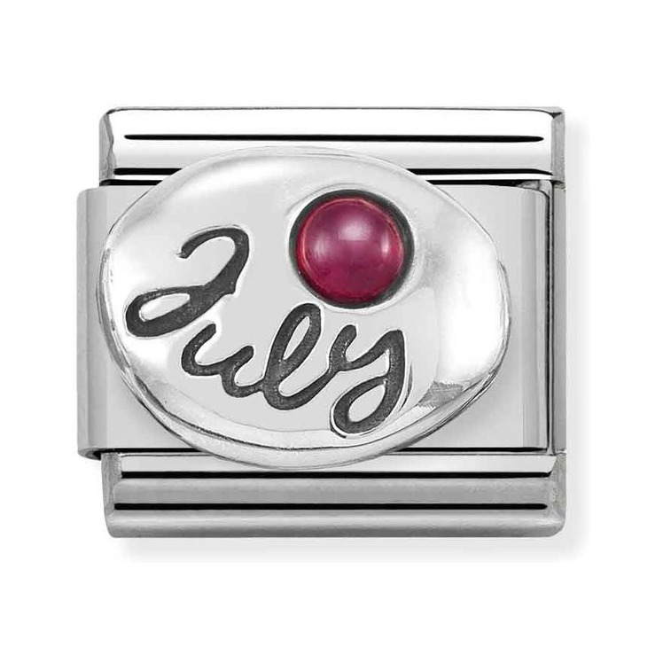 Nomination Composable Classic Charm Monatsstein Juli Rubin - Edelstahl, Sterling Silber