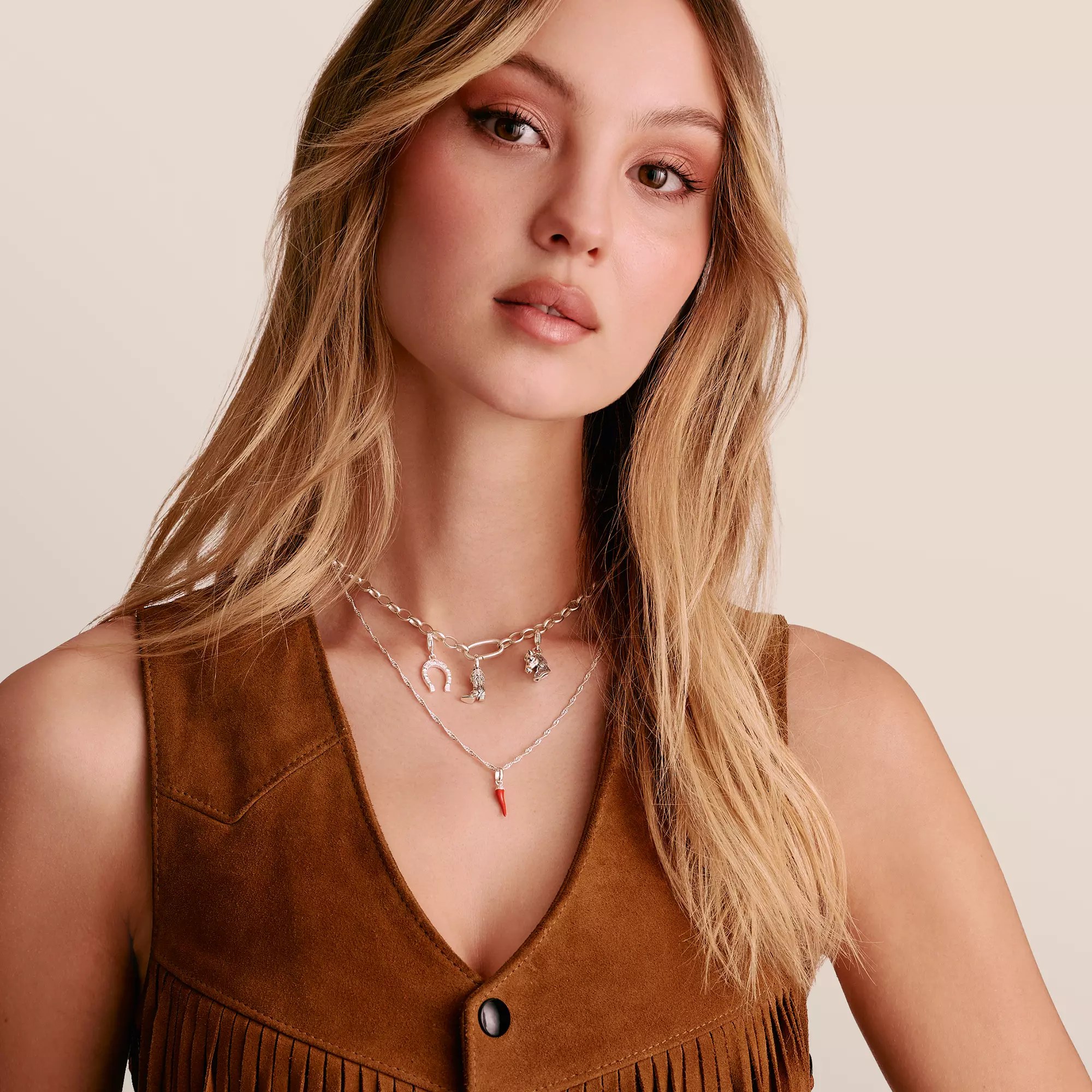 Thomas Sabo Connect - Good Luck Rodeo Charm Pferdekopf - Silber geschw. & Zirkonia - Weiß - Charm mit Öse – Ansicht 3