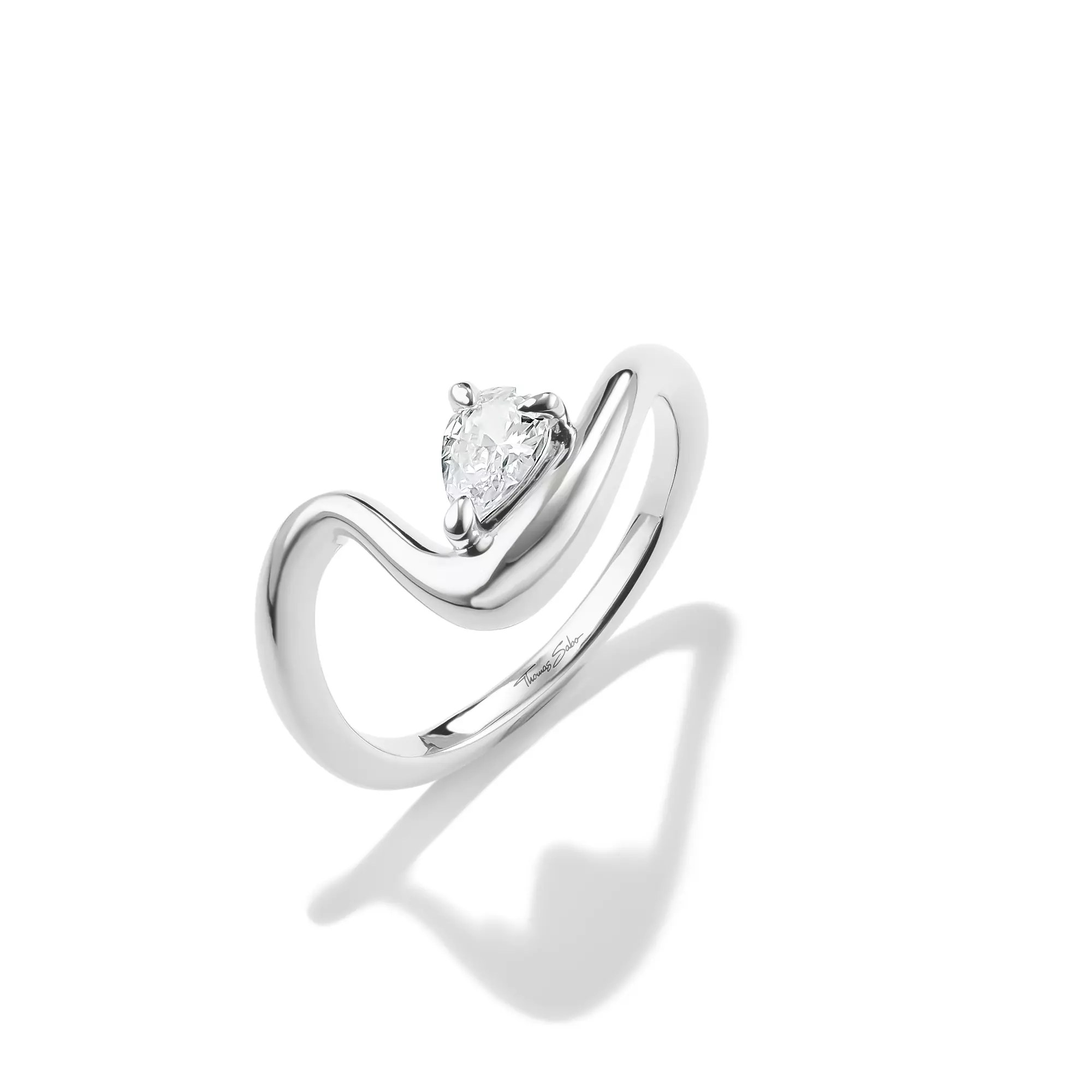 Thomas Sabo Ring mit weißem Zirkonia in Tropfenform – Silber