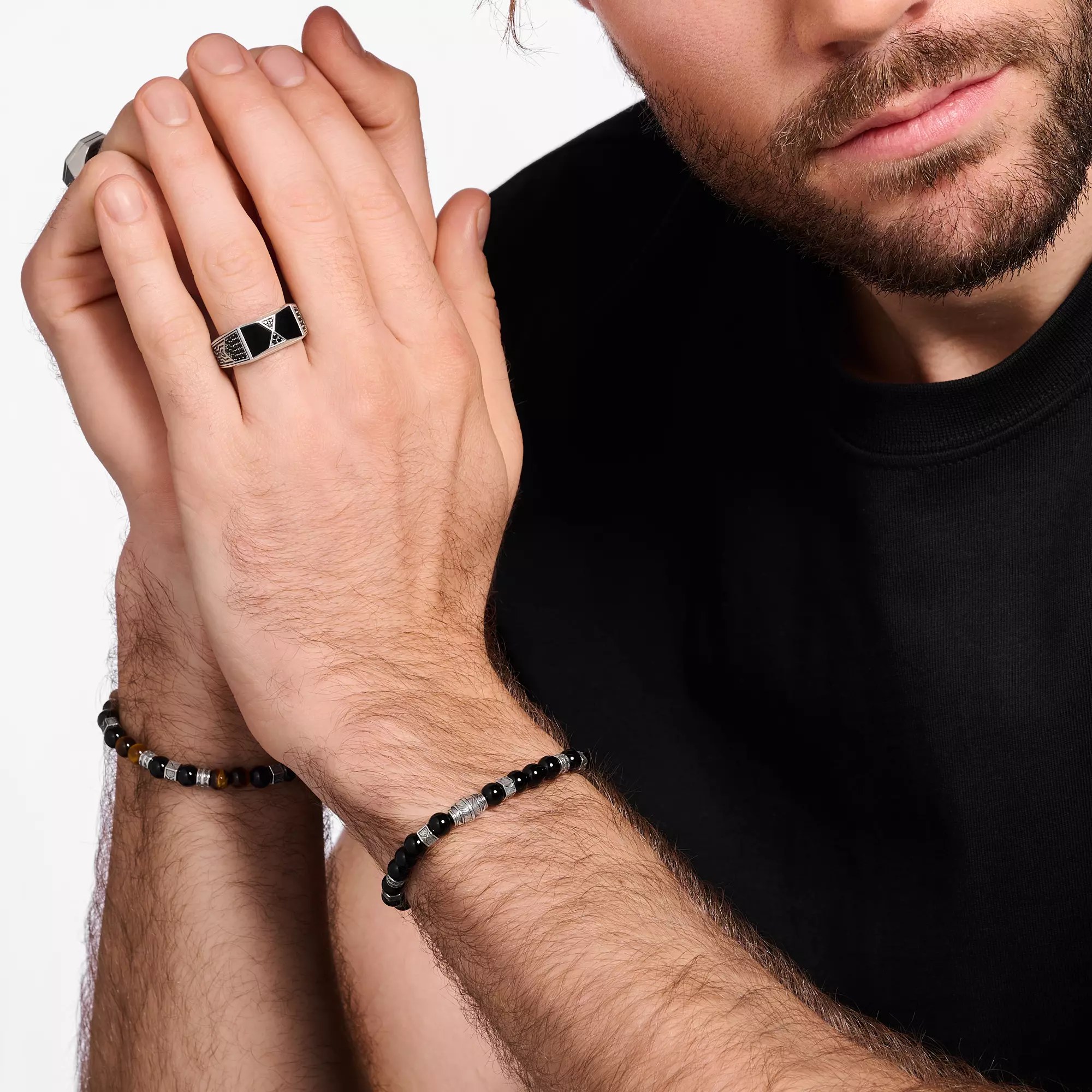 Thomas Sabo Ring - Silber geschw. + Achat + Zirkonia - schwarz – Ansicht 2