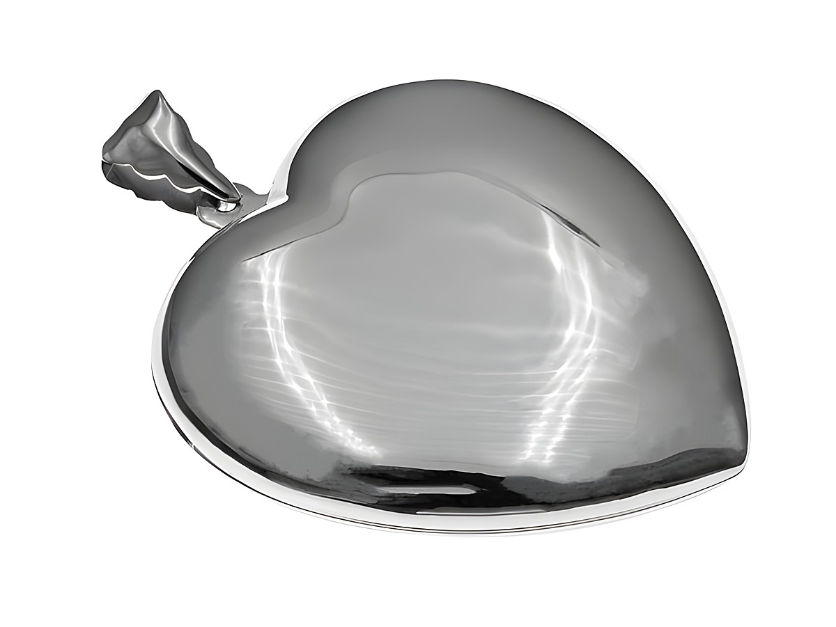 Ein glänzendes Herz-Medaillon aus Sterling Silber mit einer Größe von 45 mm, gefertigt vom Juwelier Harnisch, elegant und zeitlos in Form.