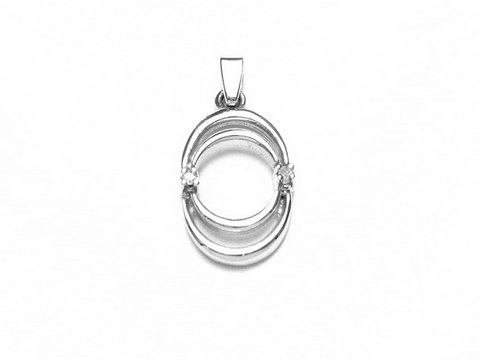 Designer Schmuck mit Diamant Weißgold 333 Anhänger, Hersteller: Juwelier Harnisch, eleganter ovaler Anhänger mit dezenten Details und funkelnden Diamanten.