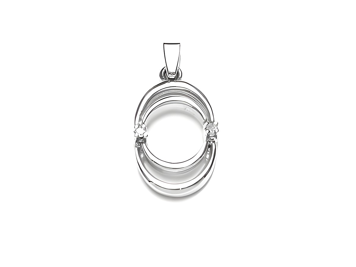 Designer Schmuck mit Diamant Weißgold 333 Anhänger, Hersteller: Juwelier Harnisch, eleganter ovaler Anhänger mit dezenten Details und funkelnden Diamanten.