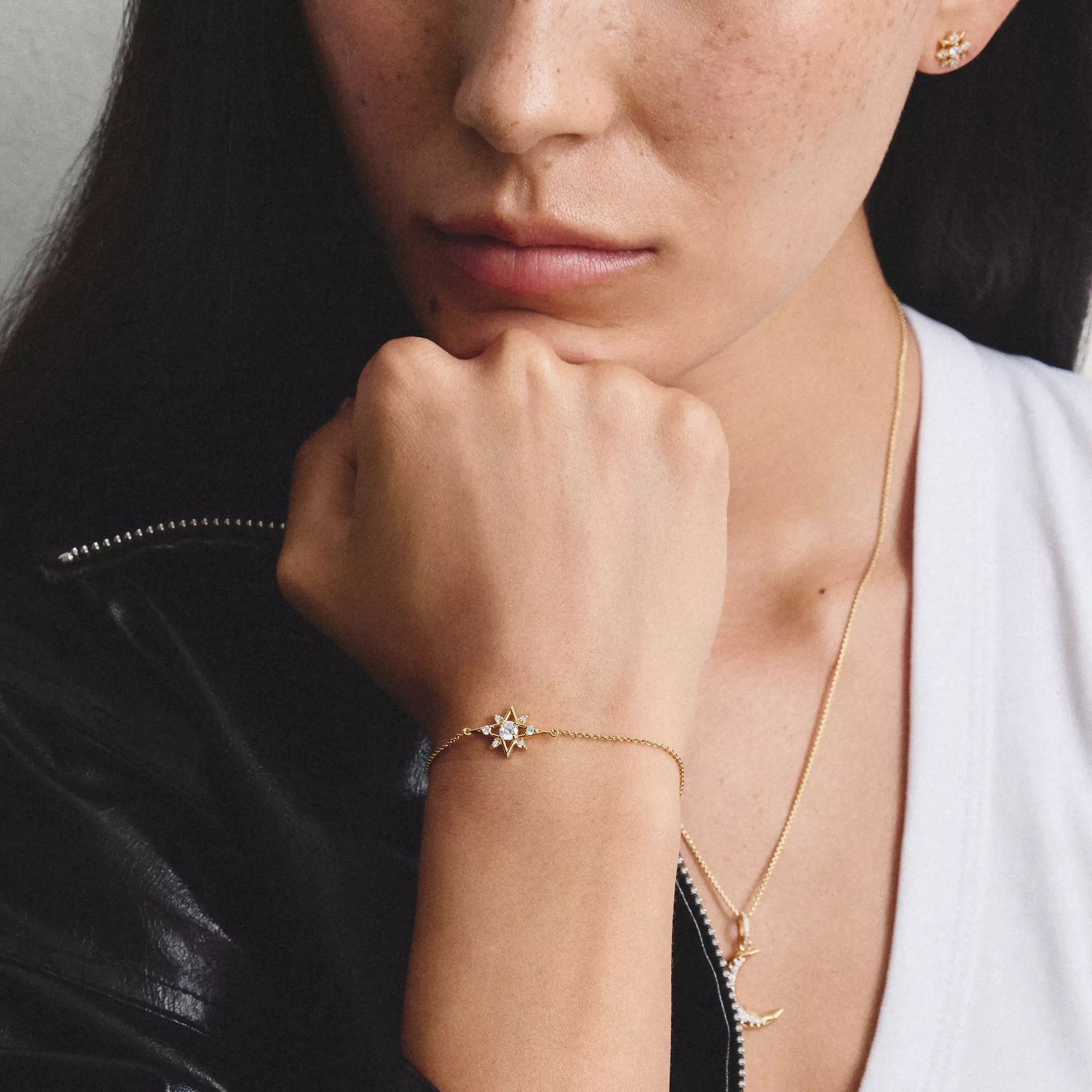 Thomas Sabo Midnight Sky - Armband Stern - 18k Gelbgold Vergoldung - Zirkonia - 19 cm – Ansicht 4
