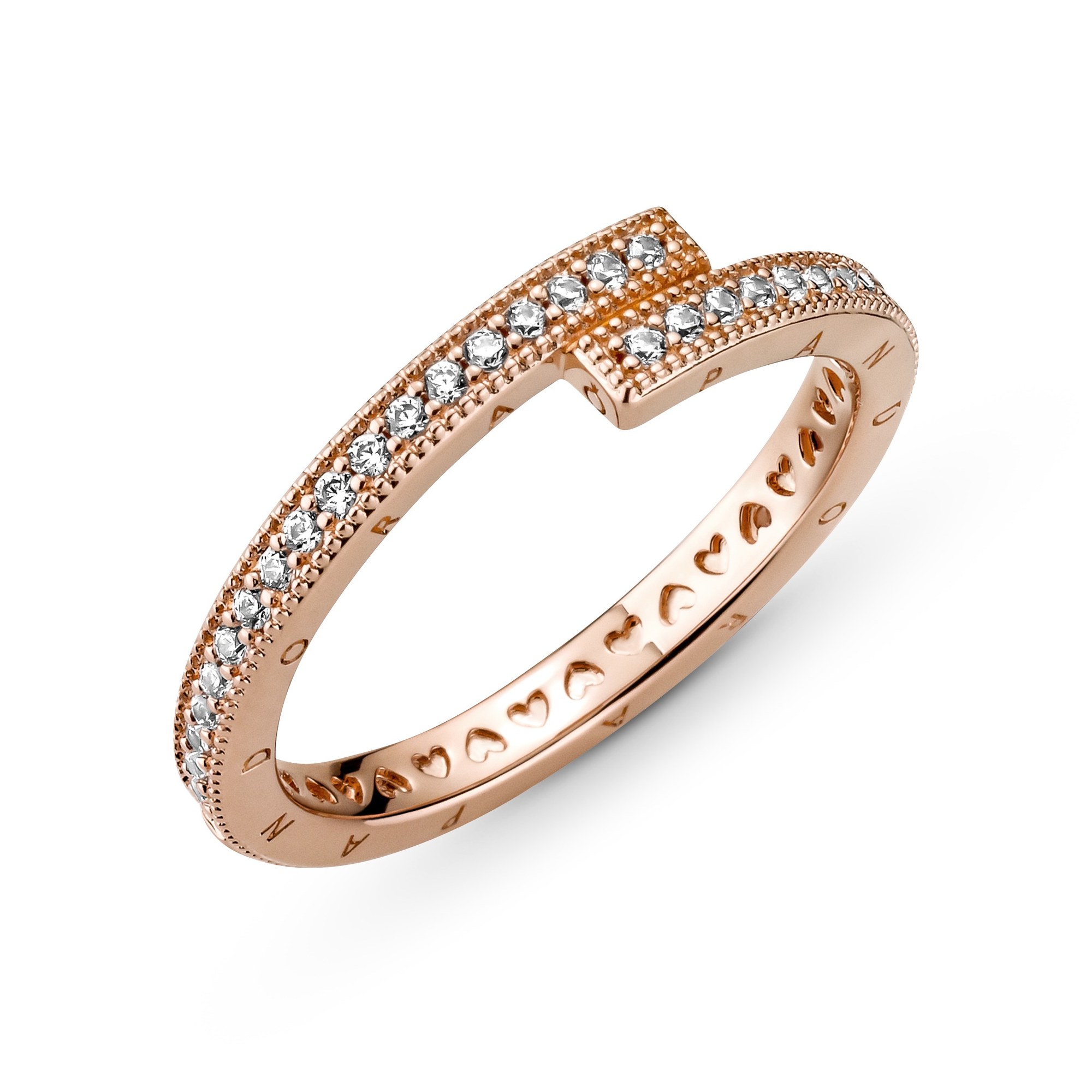 Pandora Rosé Funkelnder überlappender Ring - Zirkonia Ansicht 4 – Ansicht 4