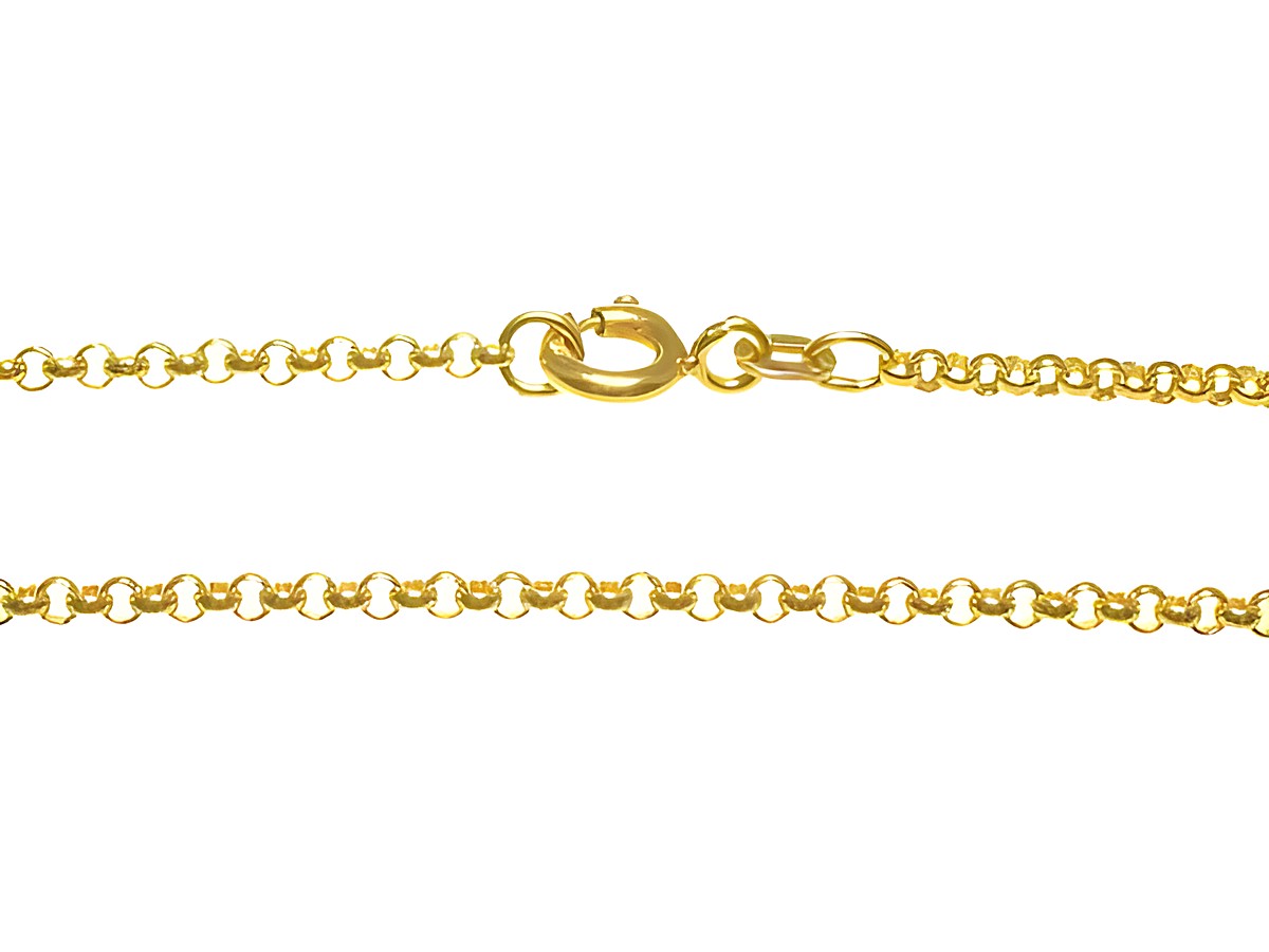 Erbskette in Gold 585, 42cm lang und 2mm stark, mit Karabinerverschluss, hergestellt von Juwelier Harnisch, für eleganten Schmuckgebrauch geeignet.