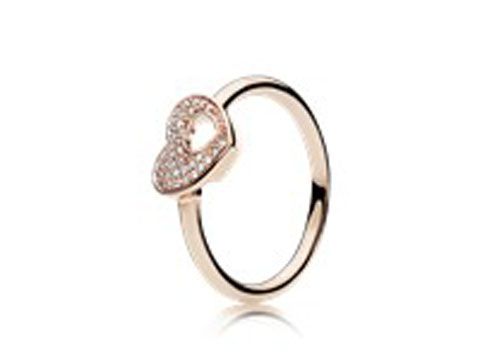 PANDORA 186550CZ-54 - Funkelnder Herzrahmen - Ring PANDORA Rose Gr. 54