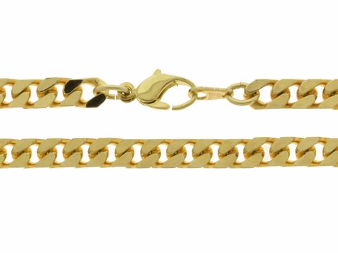 Doublé Kette - Panzerkette - vergoldet - 61 cm - 5 x 2,5 mm, Hersteller: Juwelier Harnisch, glänzende goldene Kette mit kräftigen Gliedern und einem sicheren Karabinerverschluss.
