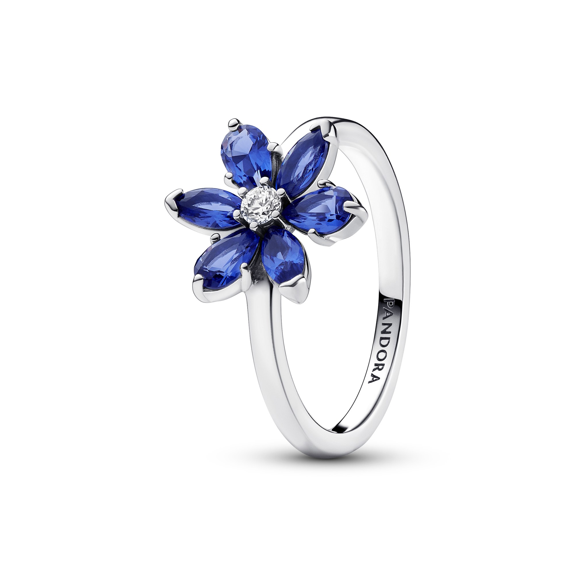 Pandora Funkelndes Herbarium Cluster Ring - Sterling Silber - Steinmix Blau