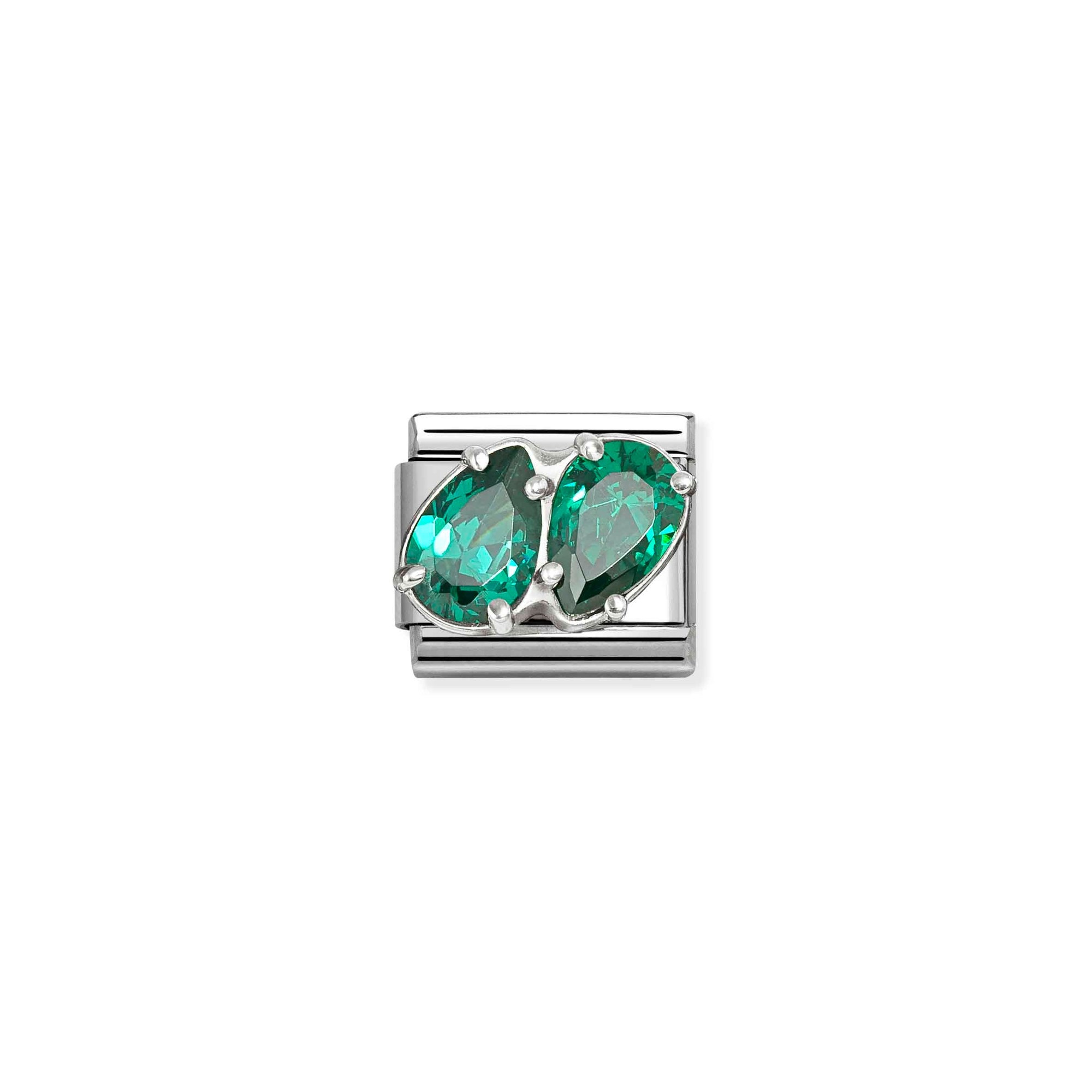 Nomination Classic Sterling Silber charm - 2 Tropfen - Grün - Grün – Ansicht 2