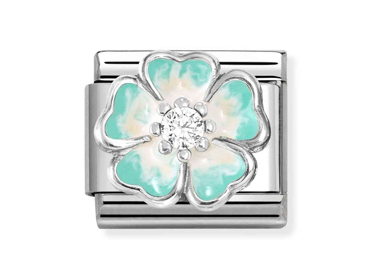 Nomination 330321 18 - CLASSIC Blüte aus Sterling Silber - Emaille & Zirkonia - Grün-Weiß