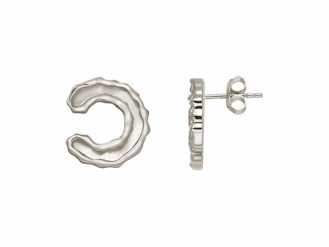 Xenox Sterling Silber Ohrringe XS2231 WAVES, handgefasst in wellenförmigem Design, glänzend und elegant, ideal für stilvolle Akzente im Ohrschmuck.