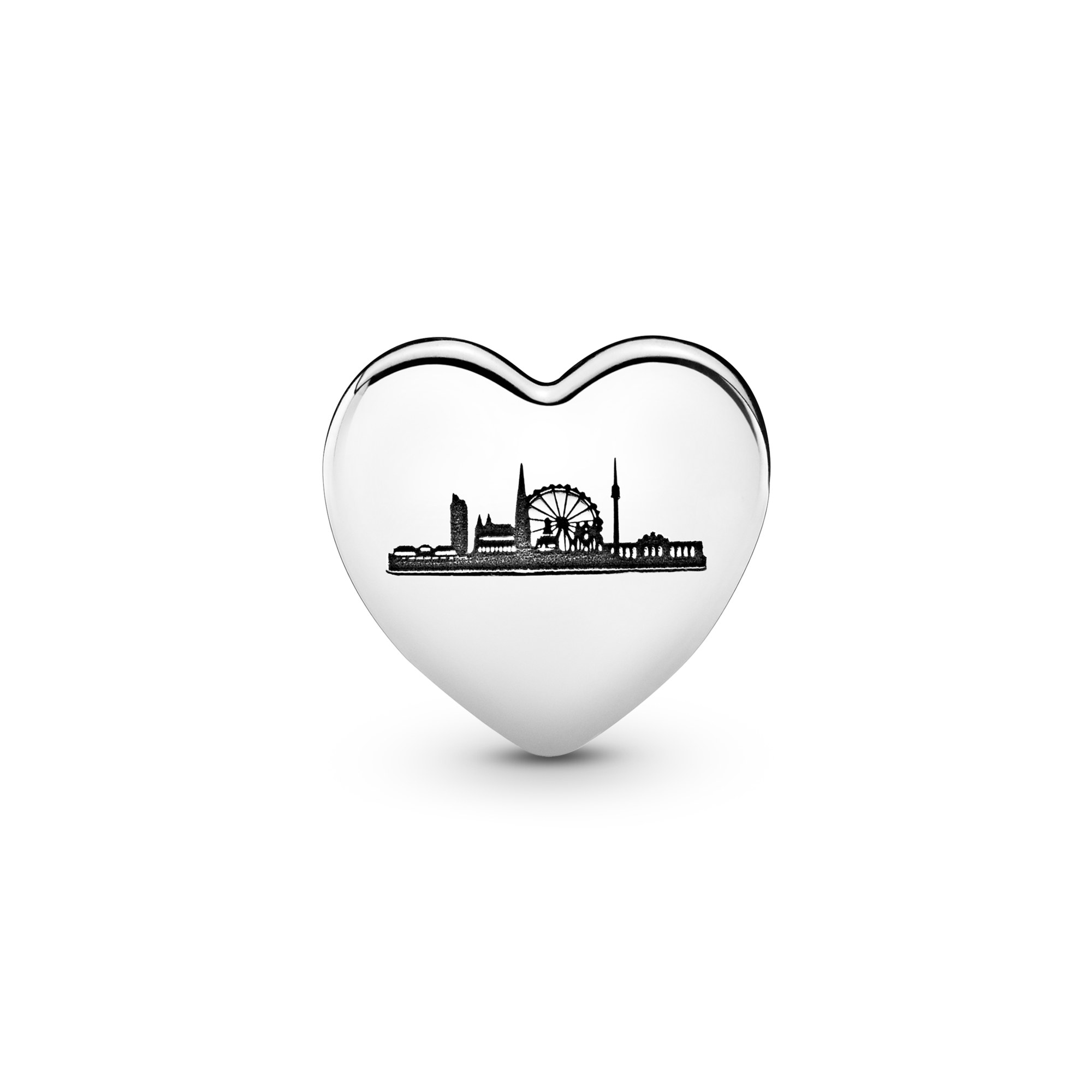 Pandora Herz - Skyline von Wien - Schriftzug Vienna - Sterling Silber – Ansicht 3