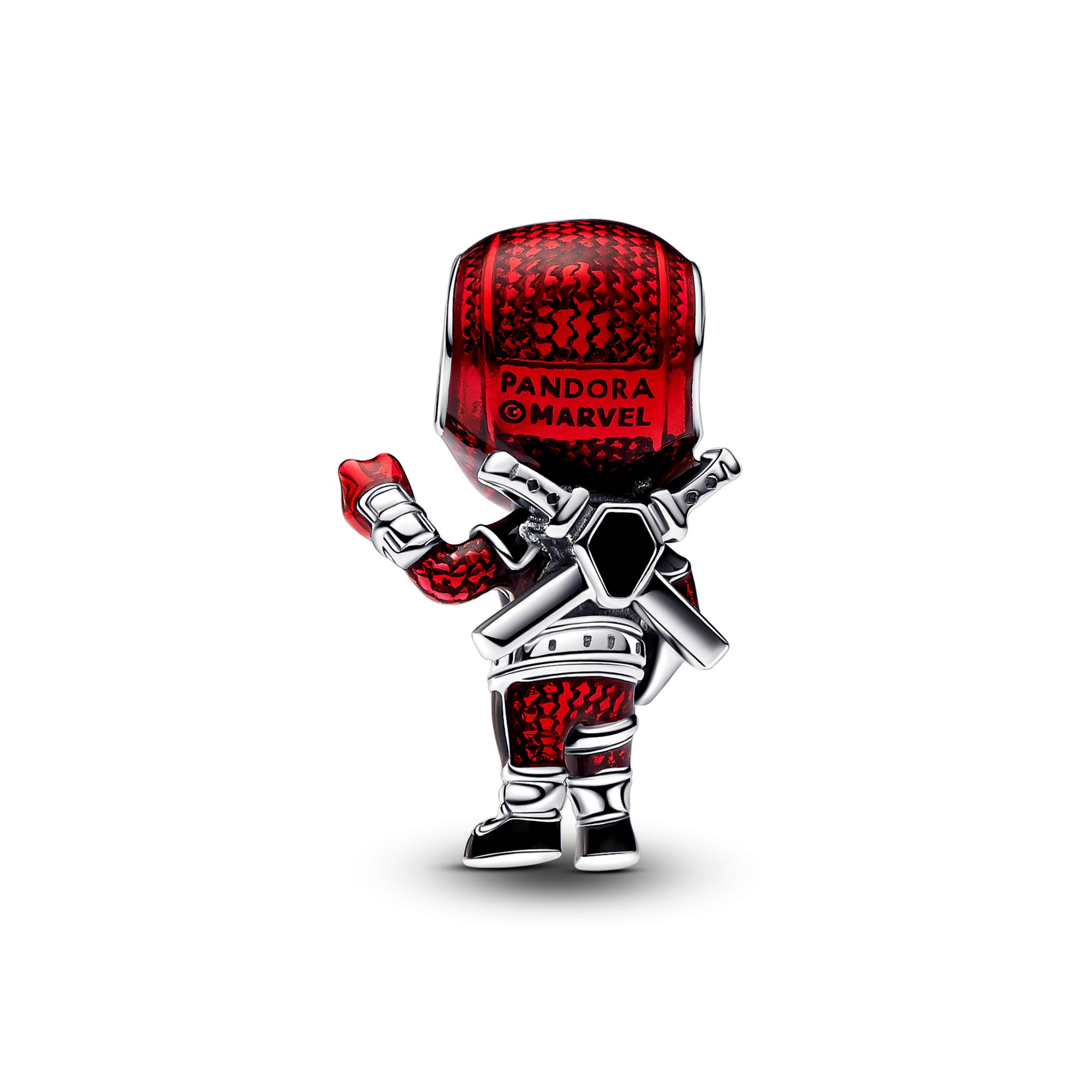 Pandora Marvel Deadpool Charm - Sterling Silber - Emaille Rot – Ansicht 2