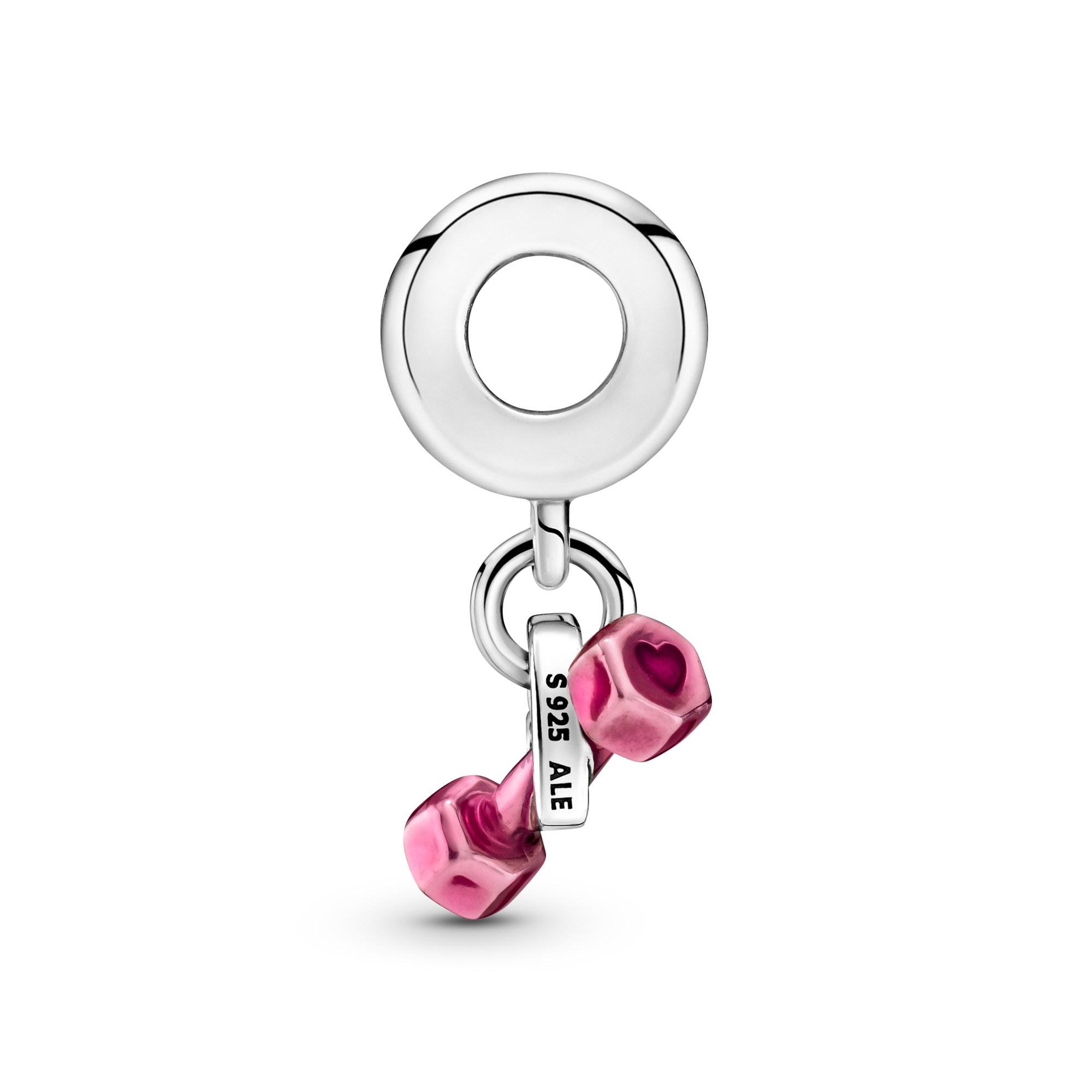 Pandora Silber Hantel Silber charm - Emaille - Pink – Ansicht 2