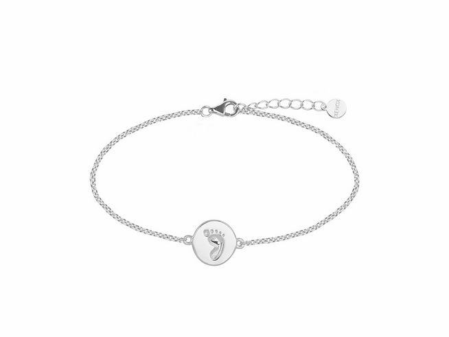 Xenox Sterling Silber Armband XS3489 in Ankerkette-Design mit einem Fußsymbol und einstellbarer Länge von 15 bis 18,5 cm. Teil der LUCKY ONES Kollektion.