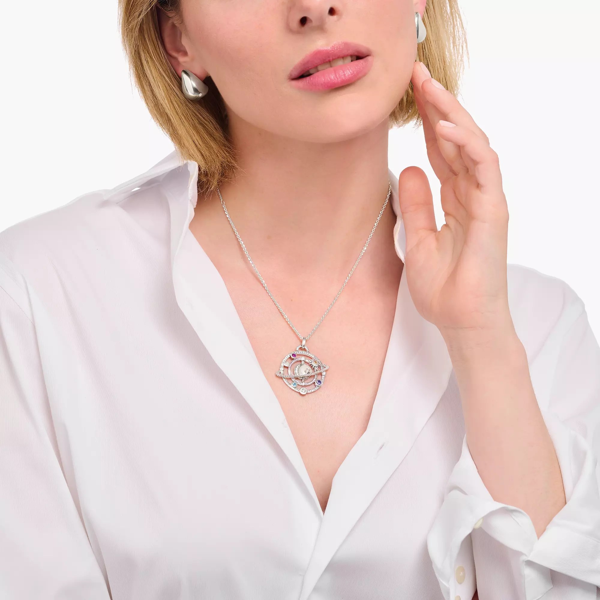 Thomas Sabo Cosmic Amulet Anhänger - Bunt - Silber gesch. - Keramik + Lab Grown Saphir & Spinell – Ansicht 4